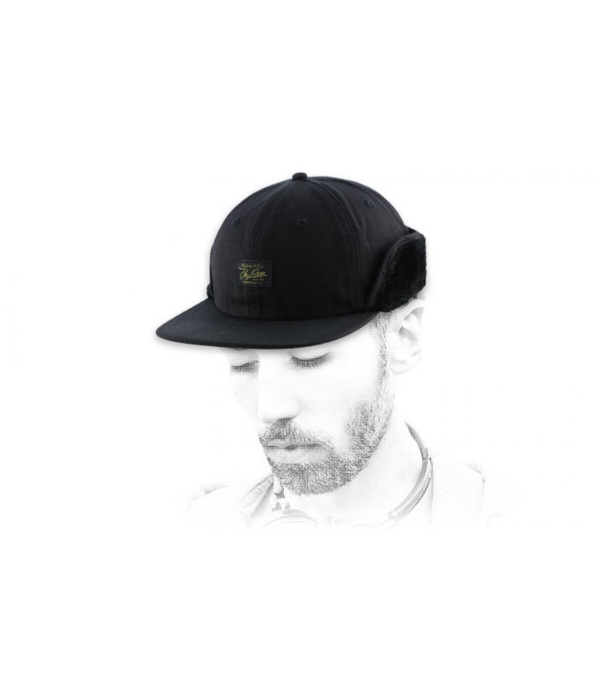 schwarz ear flap cap Essex ear flat black schwarz ear flap cap Essex ear flat black